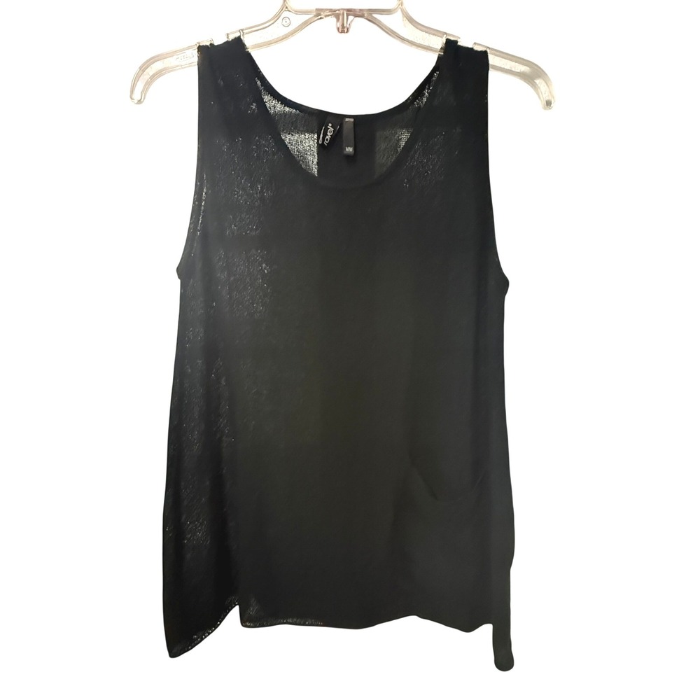 Ravel‎ Women's Black Sheer Knit Tank Top M Minimalist Capsule Layering Acrylic
